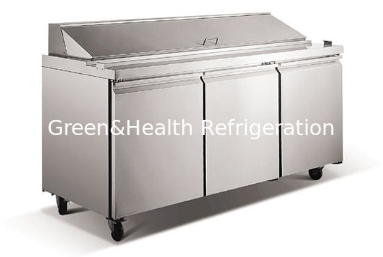 Stainless Steel Commercial Kitchen Worktable Pizza Salad Freezer Table Refrigerator For Industrial Hotel / Restaurant