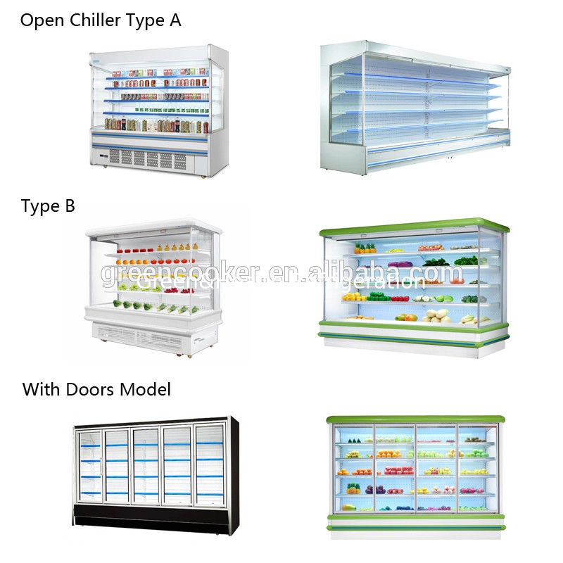 R404a Refrigerant Multideck Open Chiller Stable Performance Long Life Span