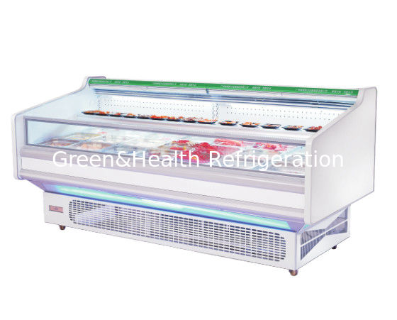 Flat Top Open Fresh Meat with night curtain supermarket Meat chiller display butchery meat refrigerator showcase