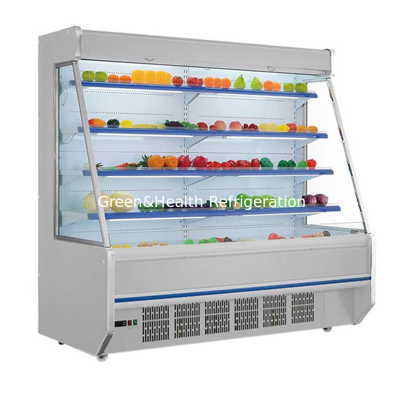 Hypermarket Multideck Open Chiller Air Curtain Cabinet Refrigerator Customized Color