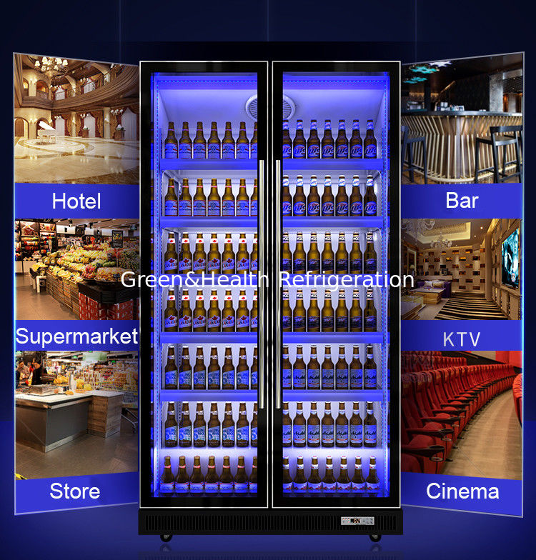 Full Glasses Door Commercial Upright Chiller For Wine / Bear / Soft Drink Display Cooler