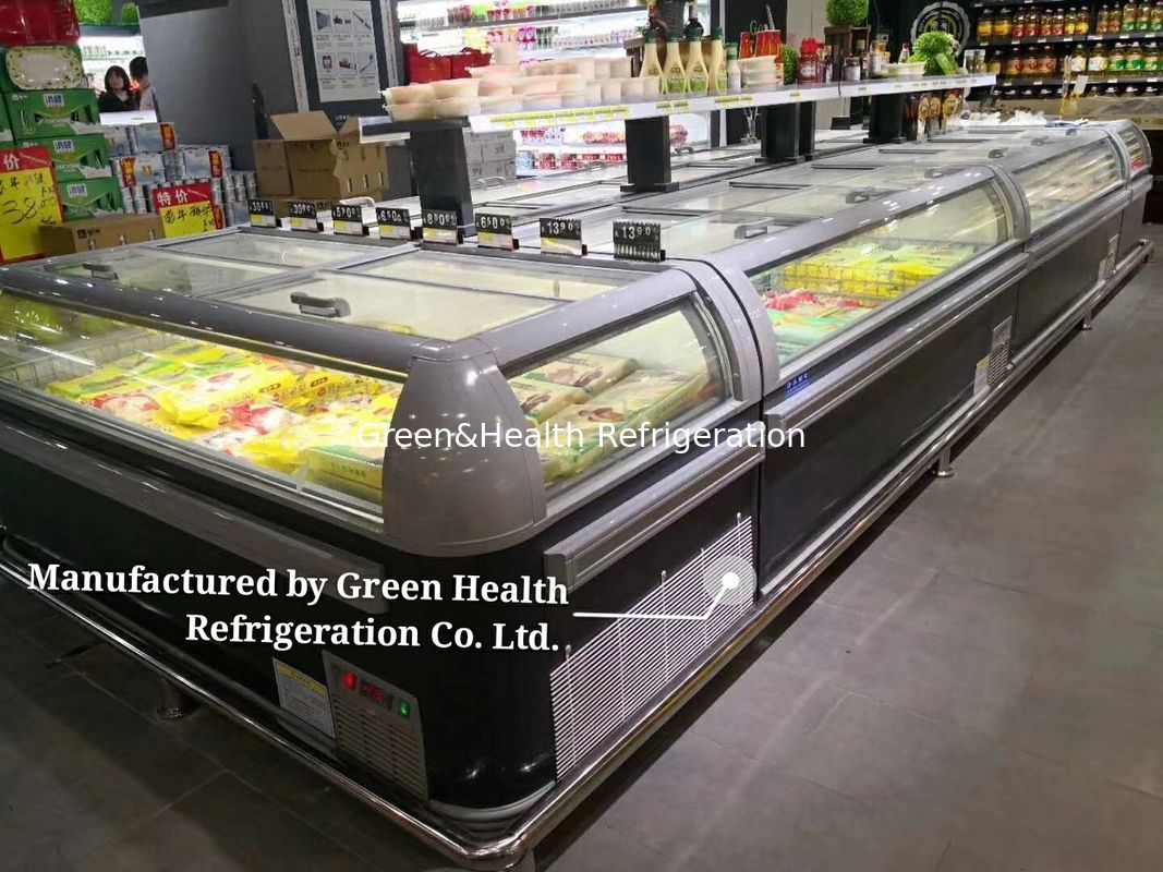 1.9m Commercial Island Display Freezer with LED Light and R404a Refrigerant 2100x890x890mm Chest Freezer