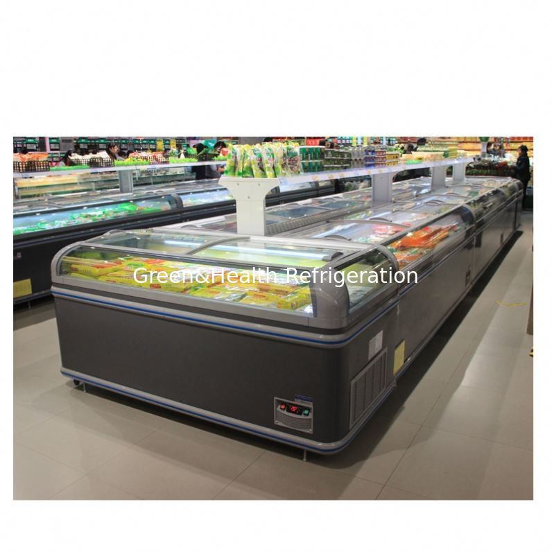 R404a Open Top Island Freezer For Meat / Big Capacity Supermarket Chest Freezer