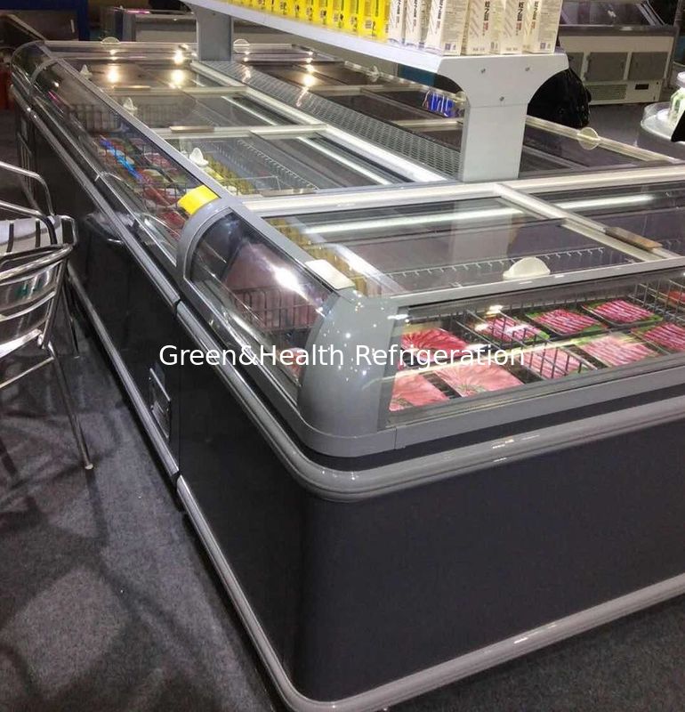 R404a Open Top Island Freezer For Meat / Big Capacity Supermarket Chest Freezer