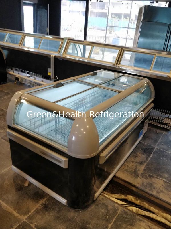 R404a Open Top Island Freezer For Meat / Big Capacity Supermarket Chest Freezer
