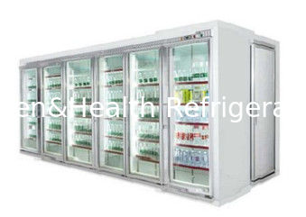 Glass Door Back Load Cold Storage Room Chiller For Benverge Fan Cooling