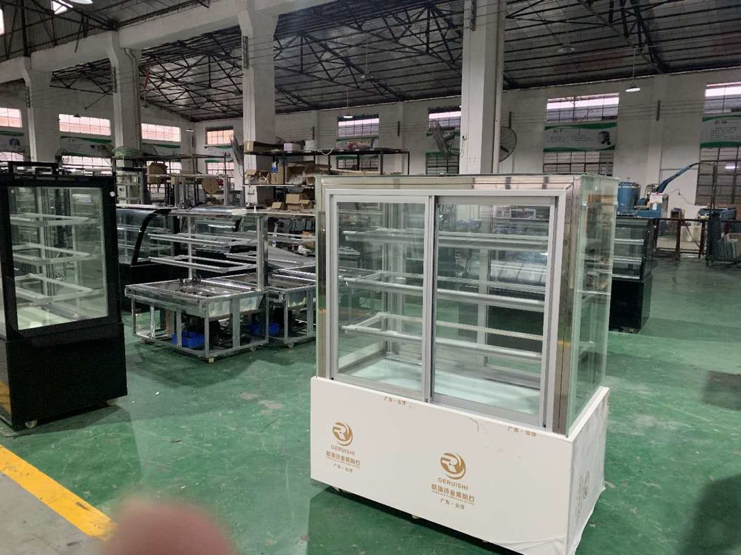 White Color Cake Display Cooler Canbinet With Glasses Door Digital Thermostat