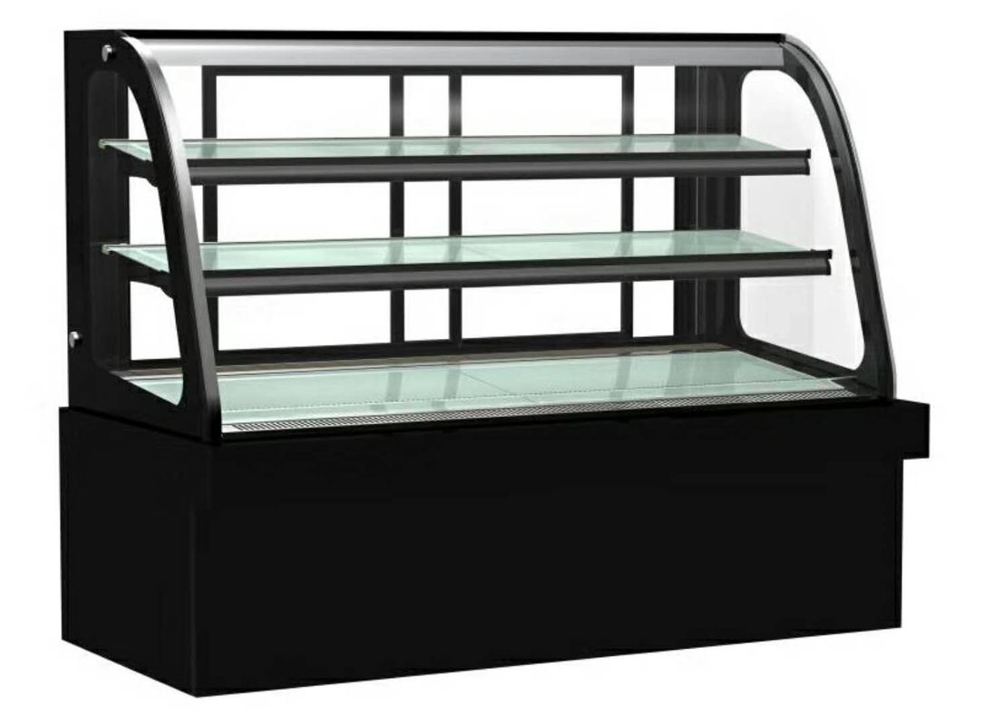 Double Tempered Glass Cake Display Showcase With Led Warm Light For Coffe Shop