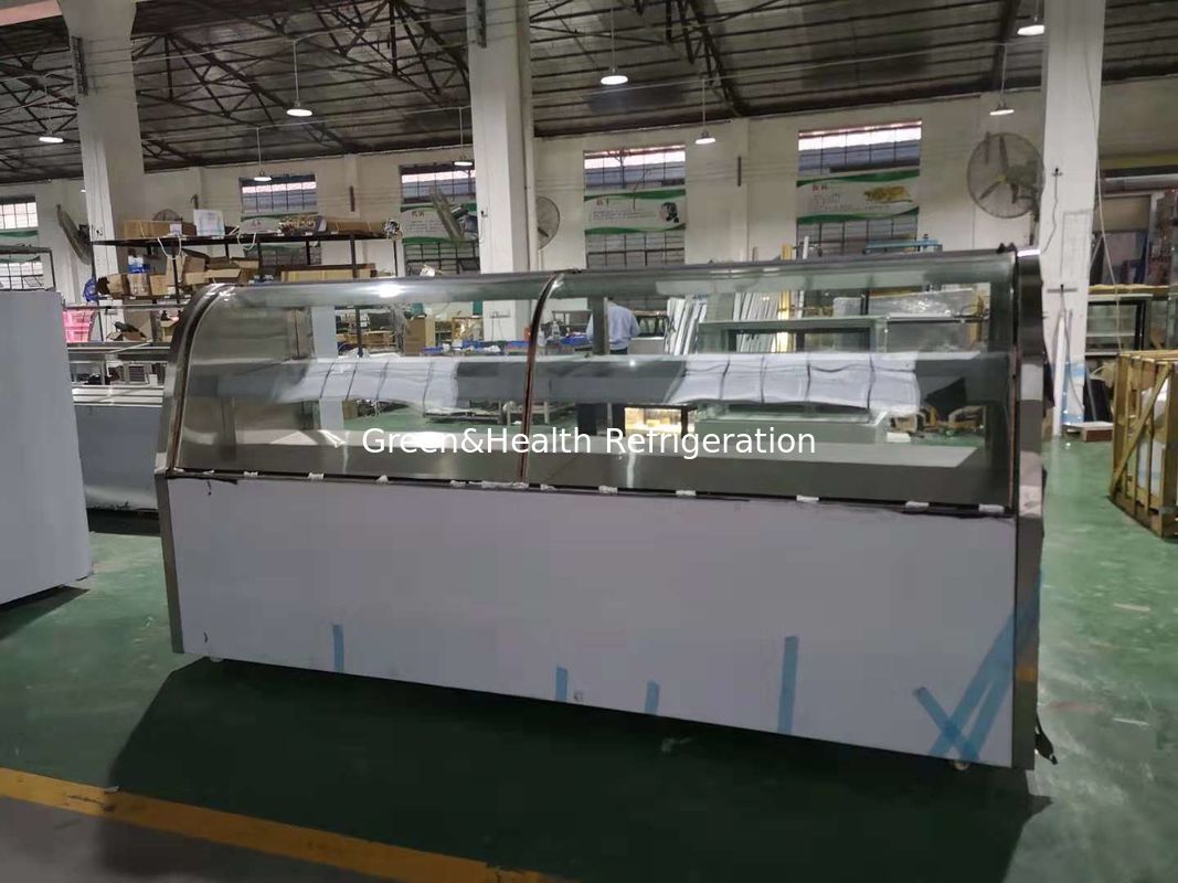 Transparent Deli Display Refrigerator With Heater Glass Door / Freshing Beef Display Showcase