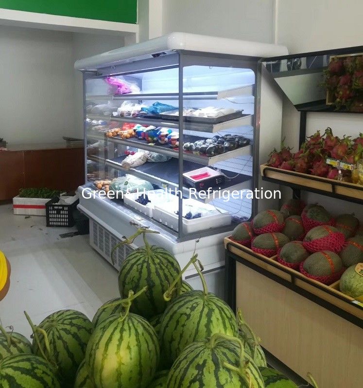 Grocery Shop Slim Open Front Multi Deck Chiller For Drinks , Meat And Dairy