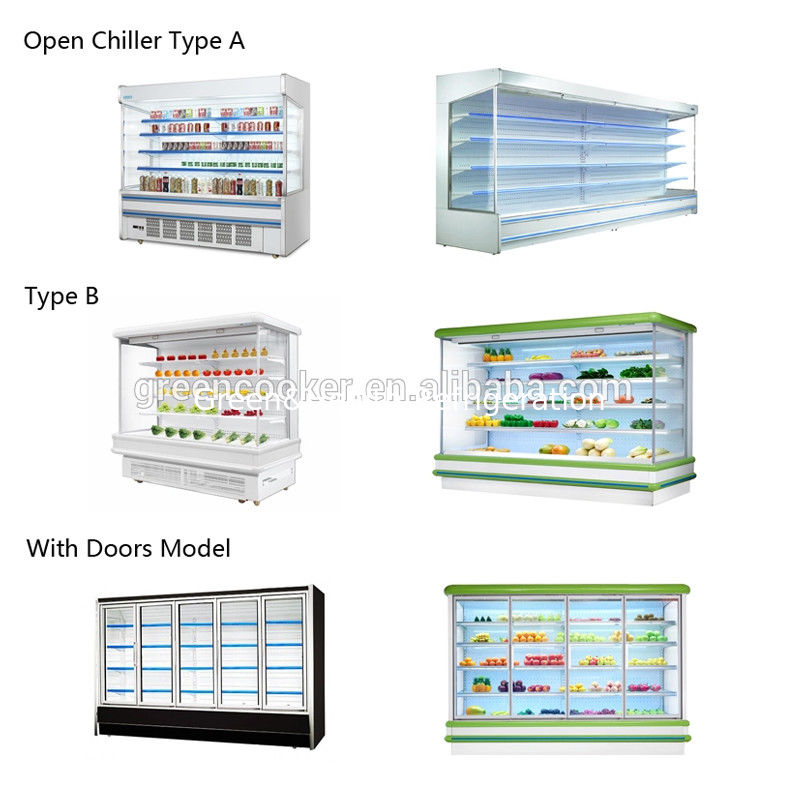 Multi-Deck Chillers With Doors Refrigerated Display Cabinets Cooler Open Freezer For Supermarket