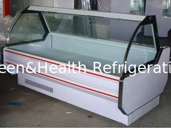 ROHS Deli Display Refrigerator , Commercial Open Display Freezer With Curved Glass For Meat Seafood