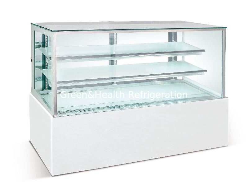 Pizza Salad Cake Display Cooler For Bakery Shop With 1.2 / 1.5 / 2m Four Sides Transparent Glass