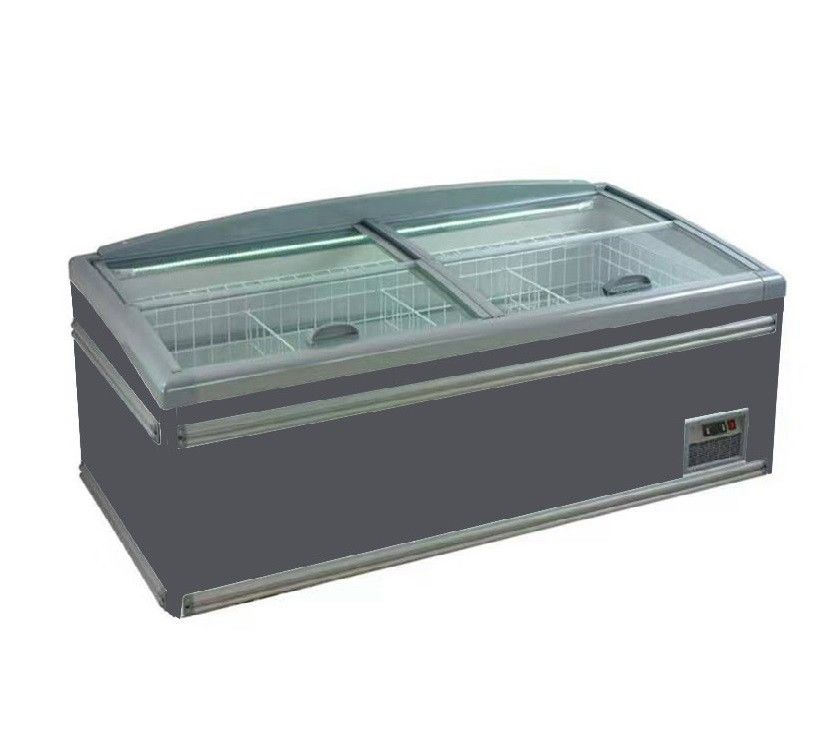 1.8 Meters Supermarket Island Deep Freezer With Top Low E Glass Door