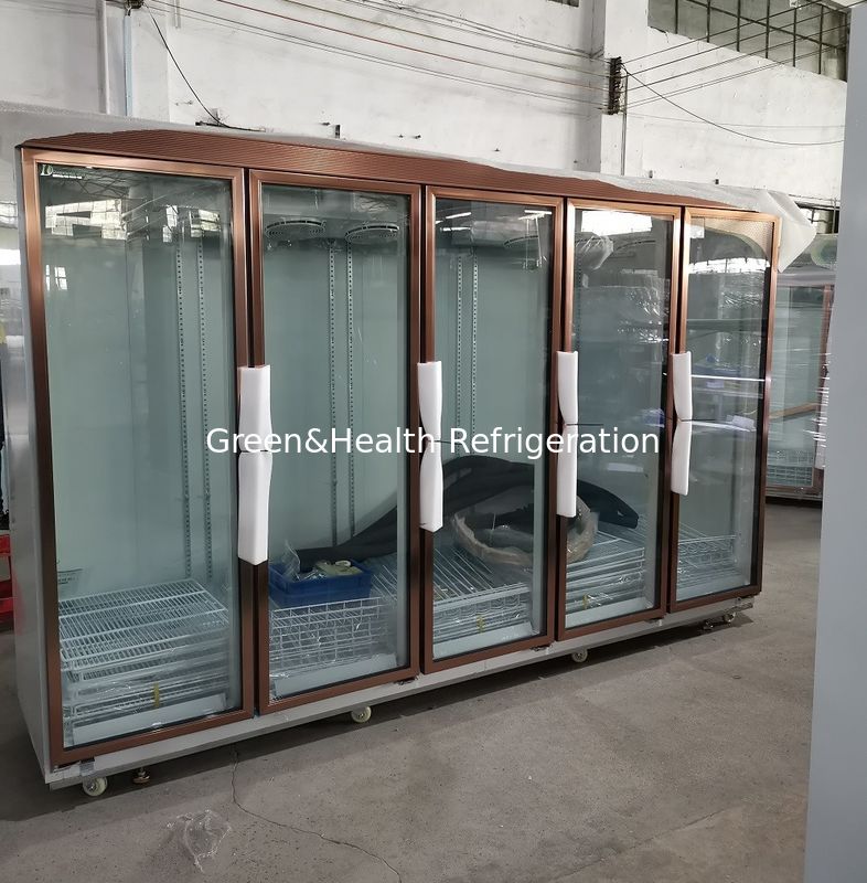Golden Color R404a 4000W Standing Glass Door Freezer
