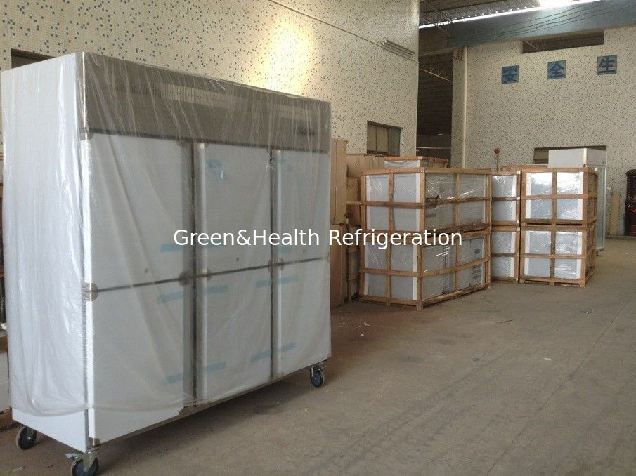 Deep Commercial Upright Freezer 1600L 6 Glass Doors With Plastic Coated Steel Shelf factory