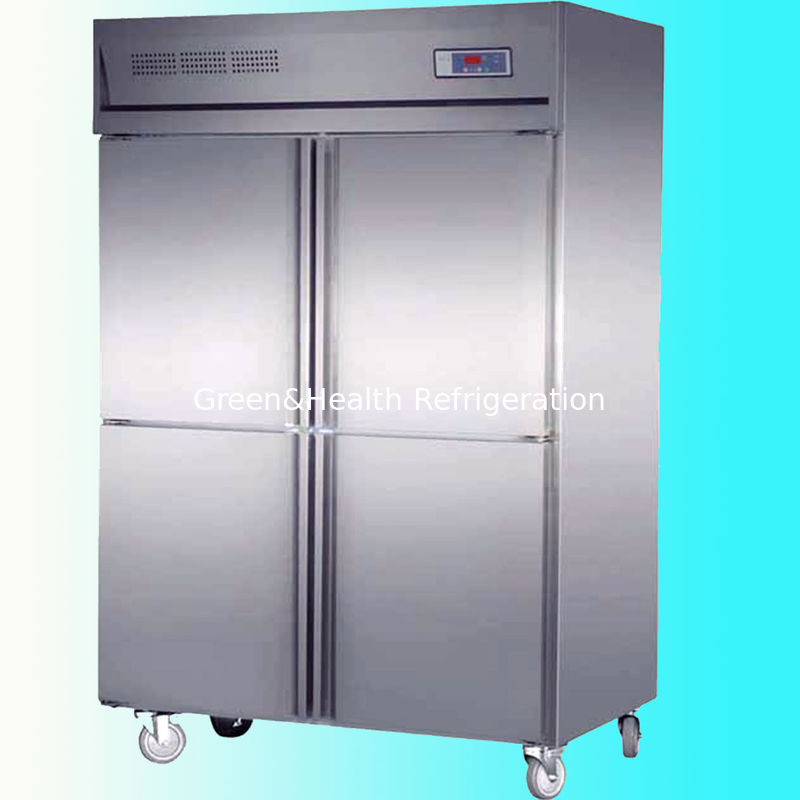 Kitchen / Grocery Commercial Upright Freezer 4 Doors Double Temperature With Easy Moving Wheels