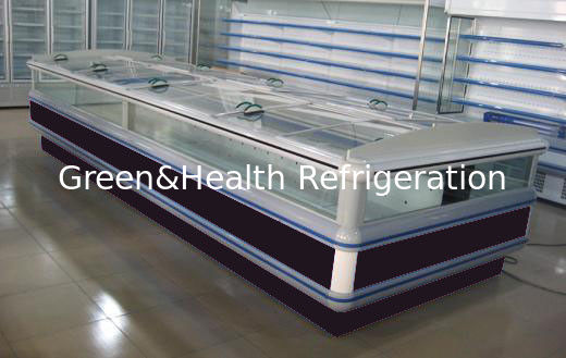Fan Cooling Supermarket Island Freezer With Famous Brand / Commercial Meat Display Refrigerator
