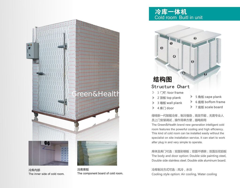 Integration Unit Dairy / Butchery Detachable Cold Storage Room 2 - 8 °C With Fin Type Evaporate