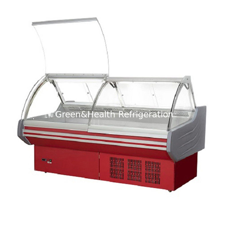 Low Energy Lighting Meat Shop Food Display Refrigerator Open Display Cooler