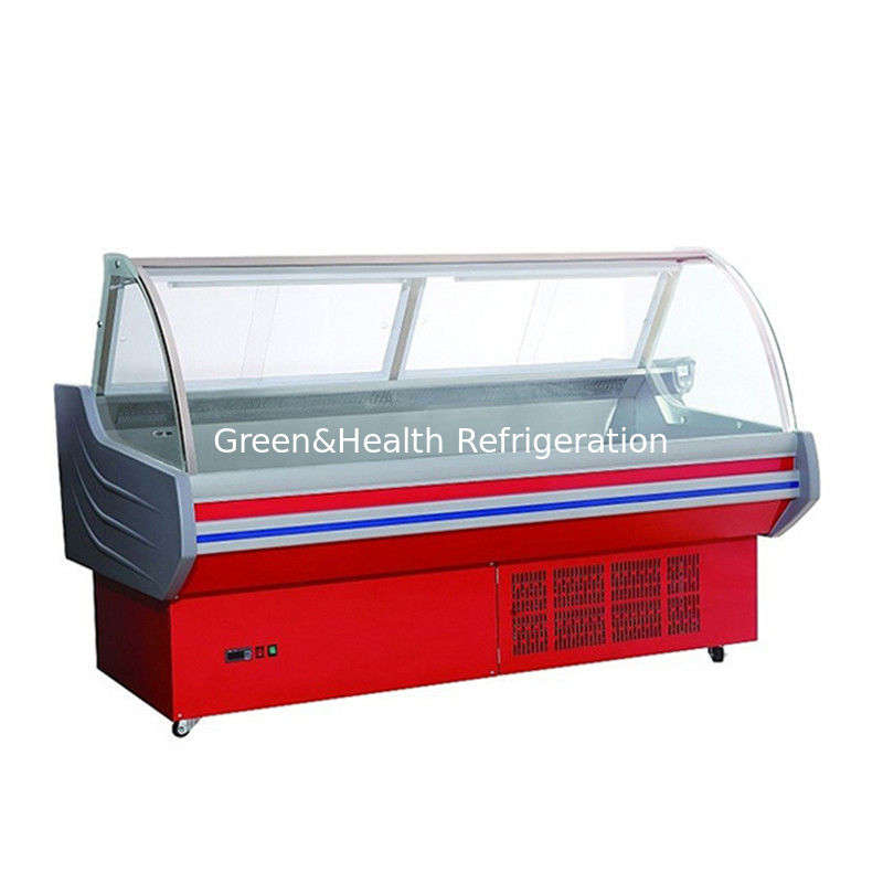 Low Energy Lighting Meat Shop Food Display Refrigerator Open Display Cooler