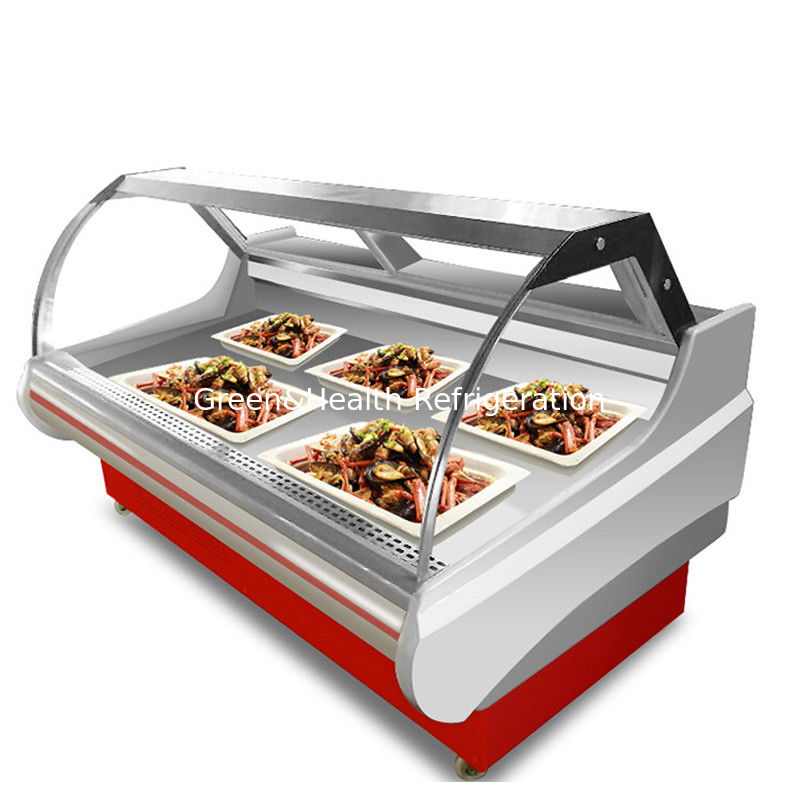 Low Energy Lighting Meat Shop Food Display Refrigerator Open Display Cooler