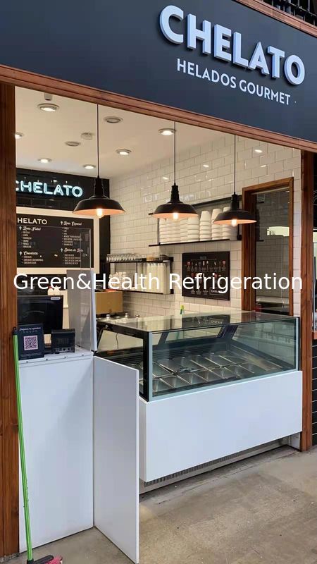 Commercial Fan Cooling Ice Cream Display Freezer with Stainless Steel Pans and Digital Controller