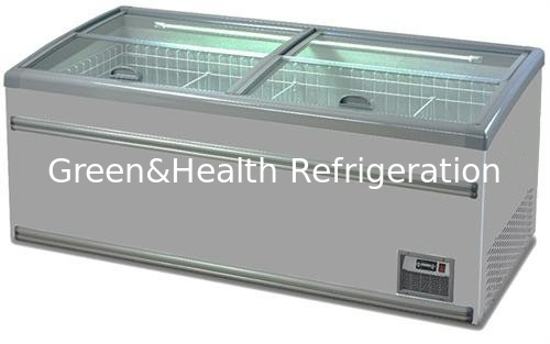 Supermarket Combination Commercial Glass Door Chest Island Freezer With Auto Defrost