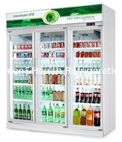 Upright Commercial Beverage Cooler For Cold Drinks / Pepsi Display Fridge With Glass Door
