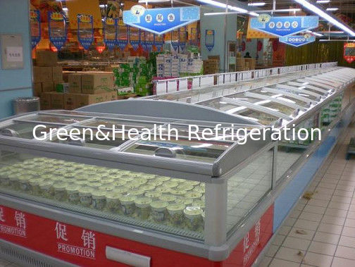 Big Shopping Mall Supermarket Island Freezer Remote Cooling System Combine Type