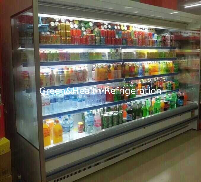 Plug In Dairy Food Multideck Open Chiller Air Cooling Aspera Compressor R404a Refrigerant