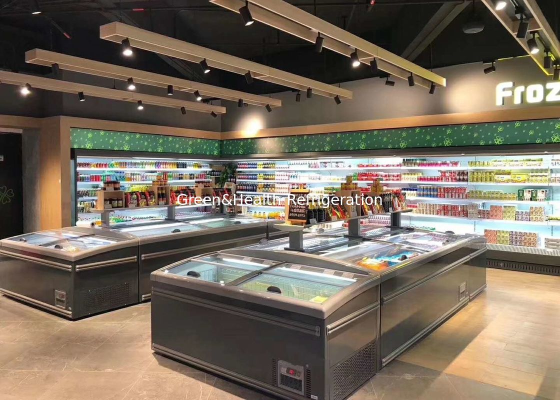 Sliding Door Island Freezer with Digital Controller and LED Lighting for Commercial Frozen Display