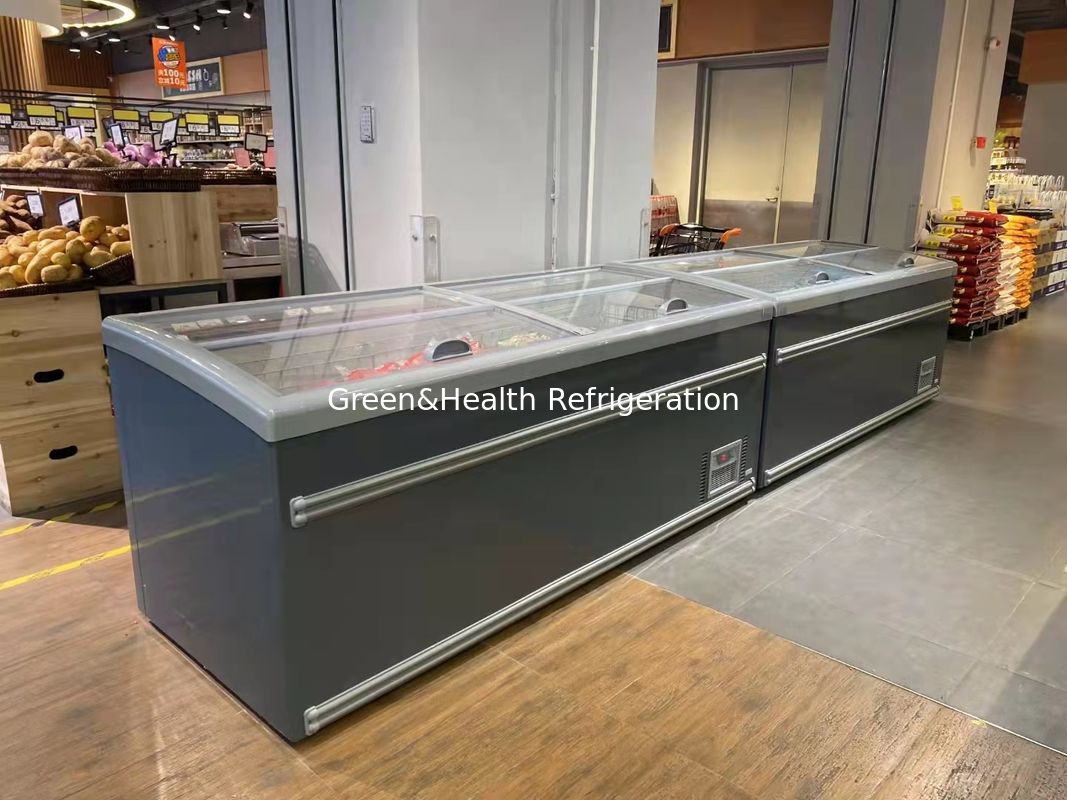 Sliding Door Island Freezer with Digital Controller and LED Lighting for Commercial Frozen Display