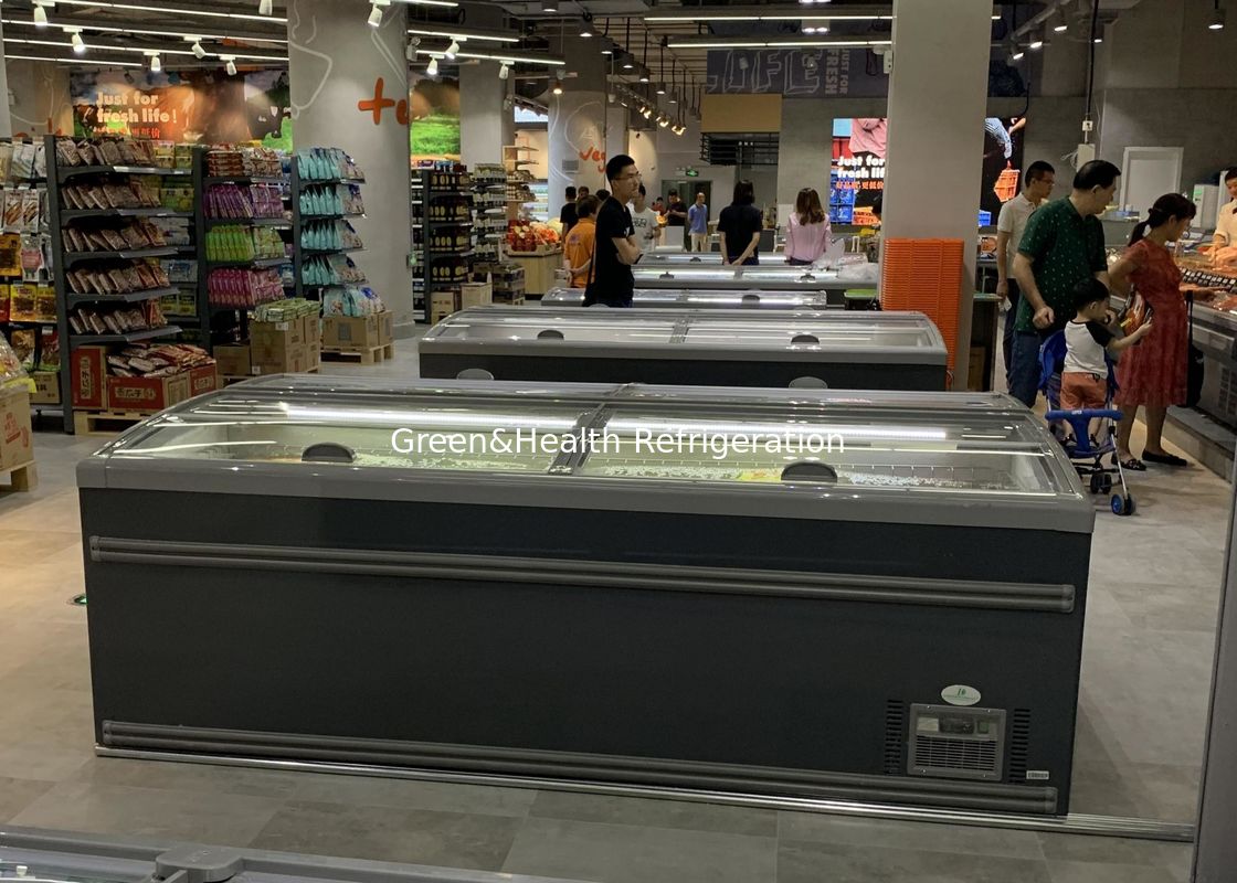 Sliding Door Island Freezer with Digital Controller and LED Lighting for Commercial Frozen Display