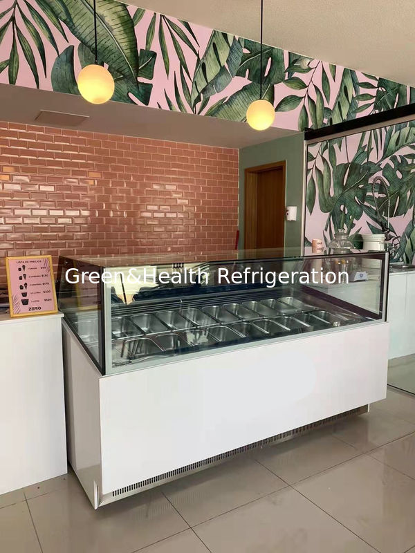 Commercial Ice Cream Display Freezer with 360° Panoramic Visibility Digital Temperature Control and Stainless Steel GN Pans