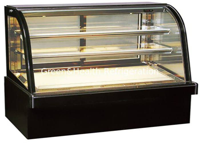Curved Glss Door Built In Heating Wire Bakery Display Showcase With Marble Stainless Steel Base