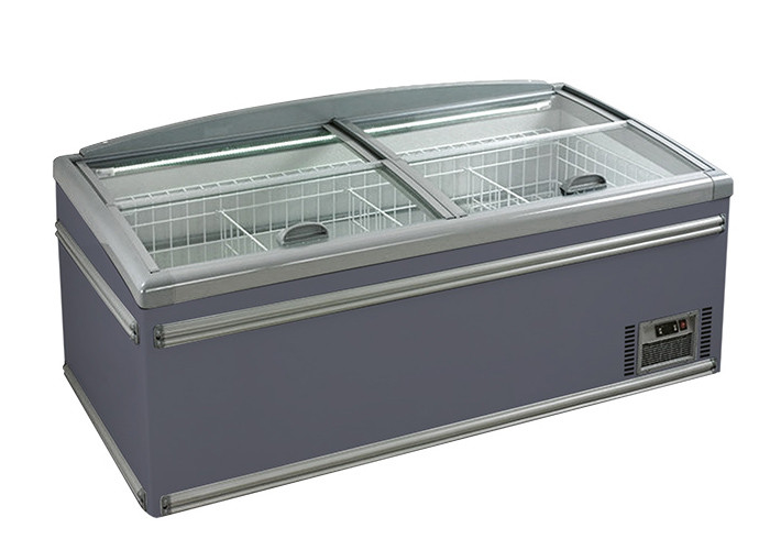 Top Open Freezer Supermarket Refrigeration Sliding Glass Door Chest Island Freezer