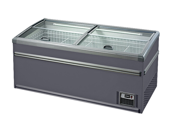 Top Open Freezer Supermarket Refrigeration Sliding Glass Door Chest Island Freezer