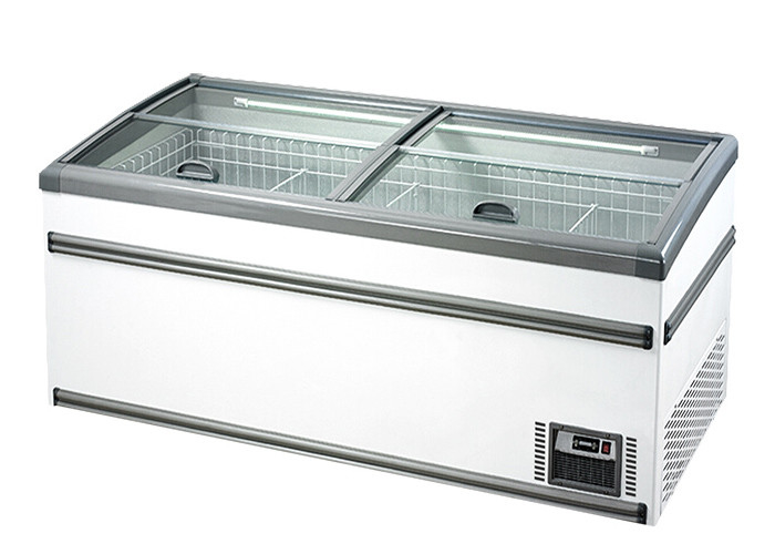 Top Open Freezer Supermarket Refrigeration Sliding Glass Door Chest Island Freezer