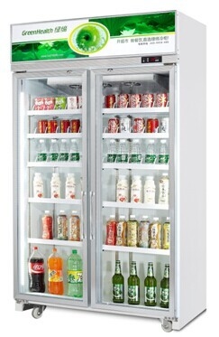 3 Section Glass Door Merchandiser Fridge Commercial Upright Fridge Refrigerated Merchandiser With Swinging Glass Door