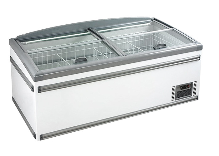 High Efficiency Static Cooling Supermarket Island Freezer For Meat Seafood