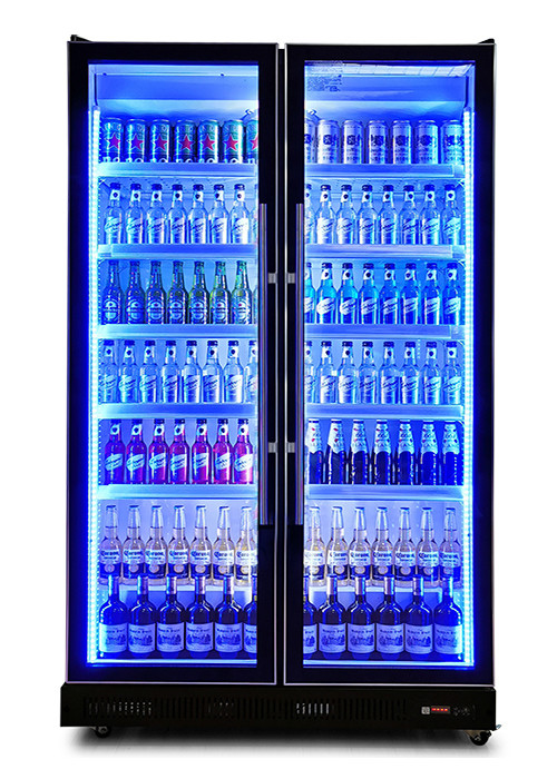 Black Body Commercial Upright Freezer Beverage Refrigerator With Five Layer Shelves