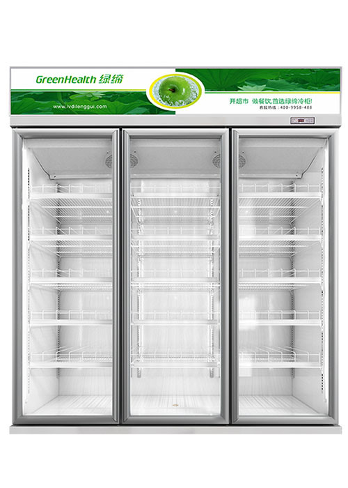 3 Section Glass Door Merchandiser Fridge Commercial Upright Fridge Refrigerated Merchandiser With Swinging Glass Door