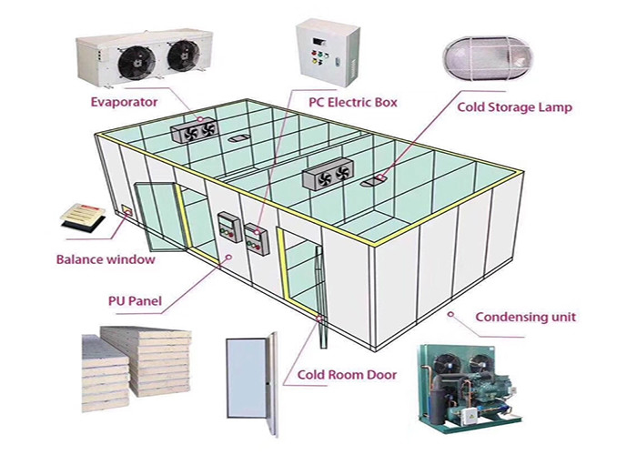 Custom Fish Chicken PU Panel Cold Storage Room Walk In Freezer Temperature -18C To 0 C