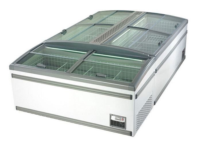 Large Supermarket Island Freezer / -22 degree Plug In Glass Door Frost Free Chest Freezer