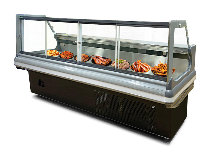 Tempered Glass Right Angle Type Deli Display Refrigerator Meat Display Butchery Freezer