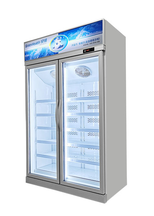 Supermarket Ice Cream Refrigerator Upright Glass Door Freezer Fan Cooling