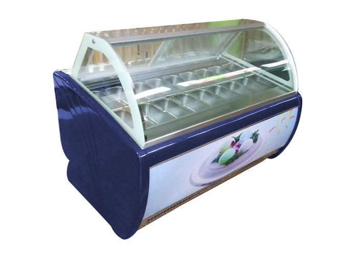 Mini Ice Cream Glass Door Display Upright Freezer Gelato Shape Barrel Fridge