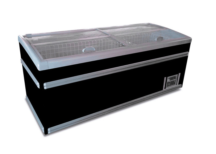 Commercial Supermarket Display Island Chest Freezer Showcase Refrigeration With Glass Door