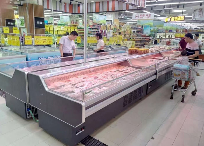 Large Fresh Meat Display Cooler For Supermarket Food Showcase